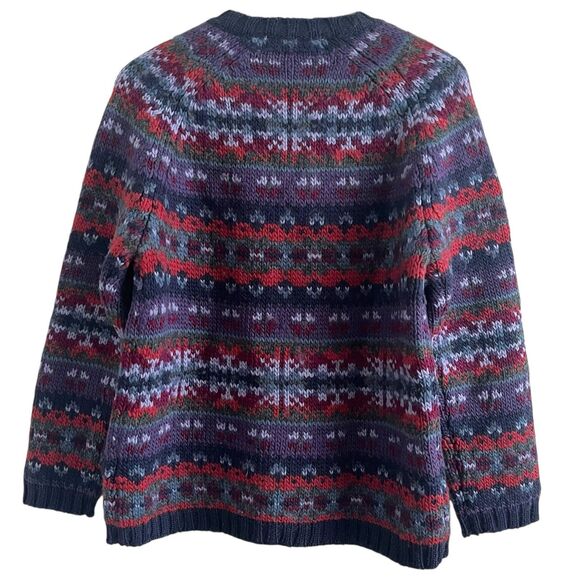 Vintage 100% Wool Fair Isle Chunky Sweater PL S Purple Cabincore Lodge Heritage - Picture 3 of 12